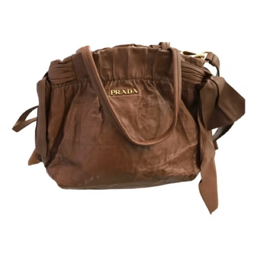 AUTHENTIC brown leather Prada bag - PRADA Nappa Leather Bow Satchel Bag